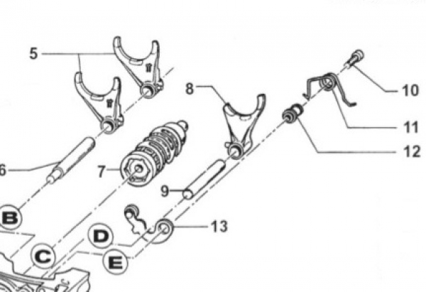 Schaltwalzenarretierung, Stopper-Hebel mit Lager